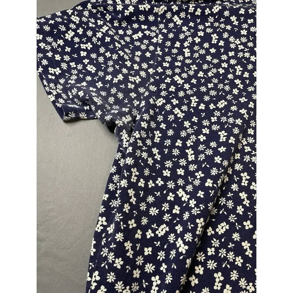 Vintage 90s Polo Ralph Lauren XXL Navy Floral Polo Shirt Made in USA Terr.